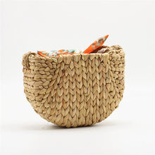 Carica l'immagine nel visualizzatore di Gallery, Gourd grass straw bag shoulder Crossbody woven bag silk scarf