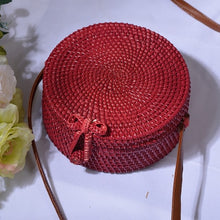 Carica l'immagine nel visualizzatore di Gallery, Bali Hand Woven Rattan Bag Round Shoulder Crossbody Bags